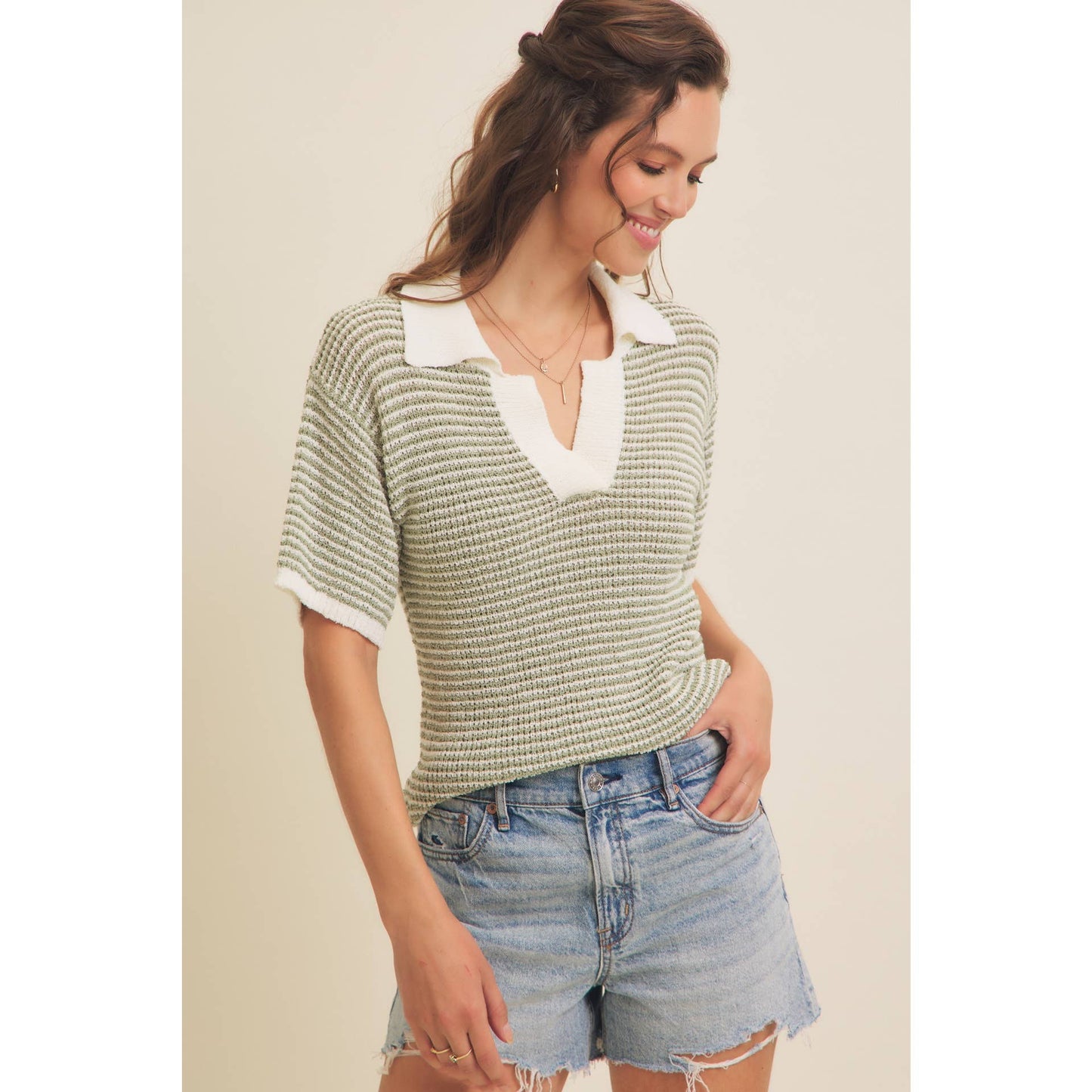 Striped Polo Top
