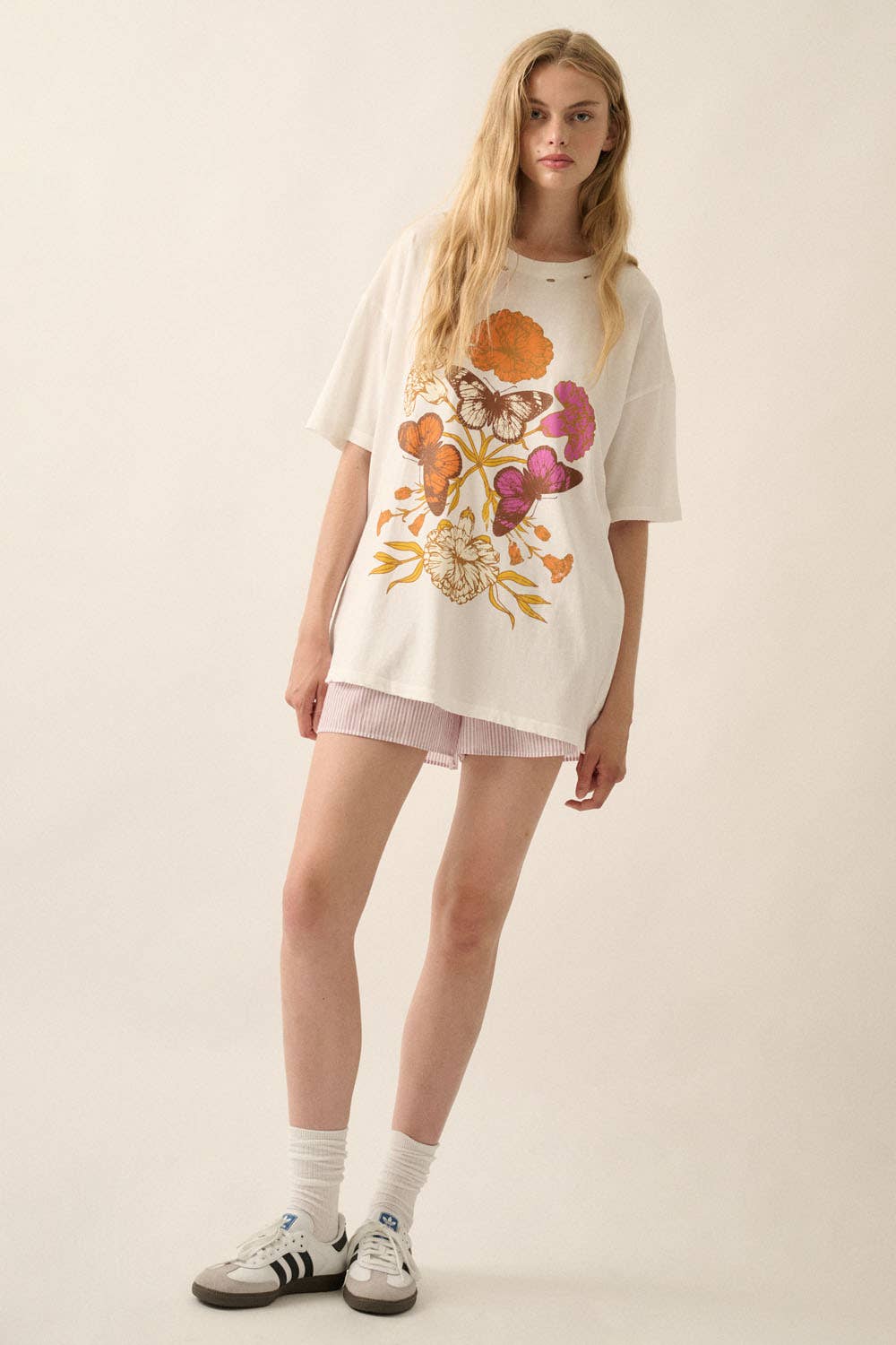 Flower And Butterfly Oversize Tee