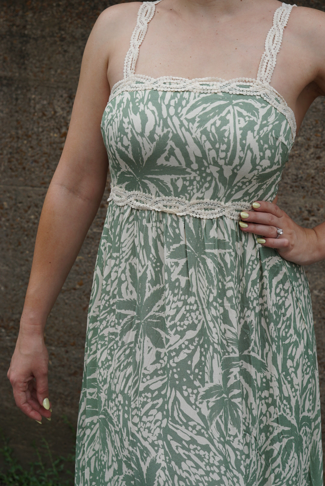 Palm Whispers Tie-Back Dress