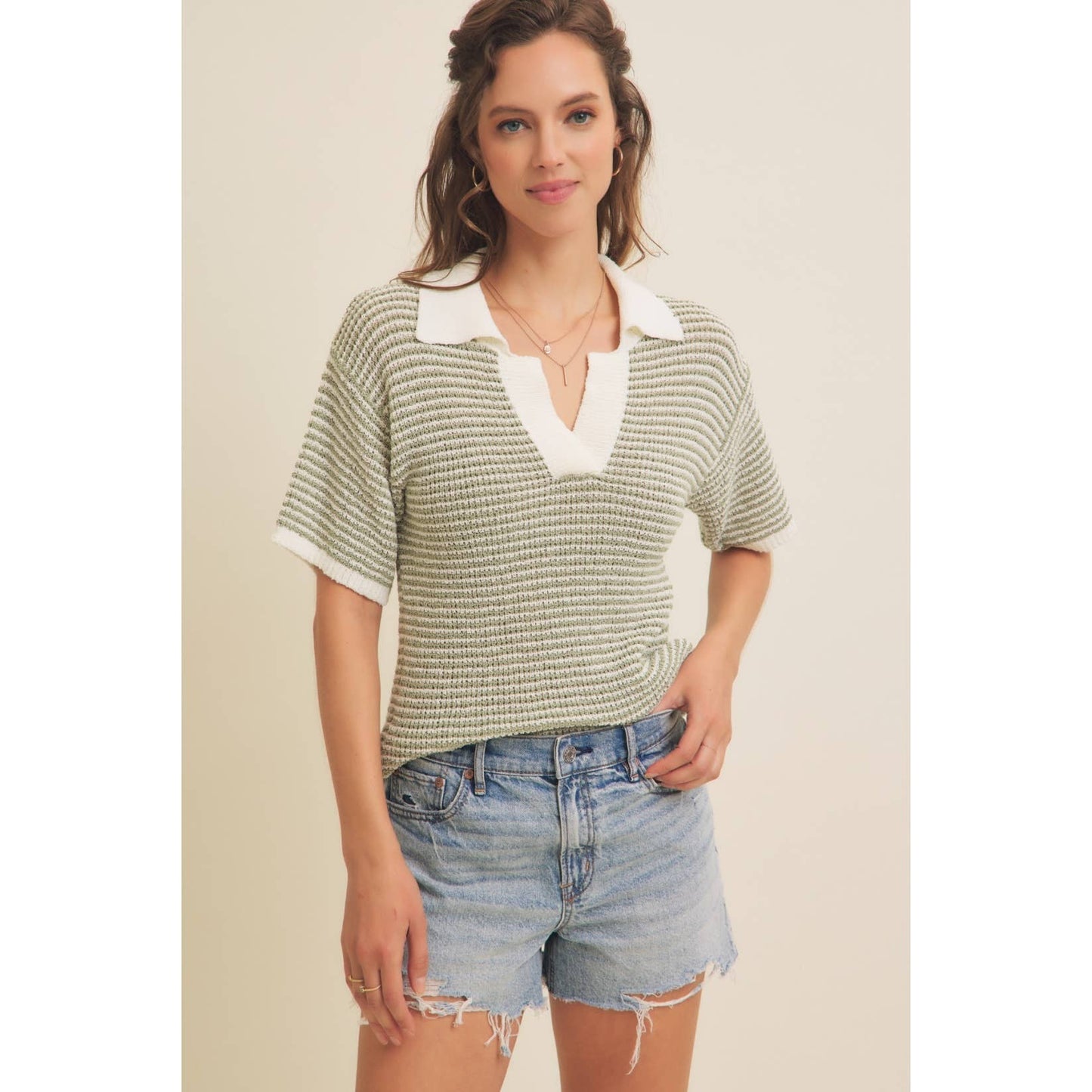 Striped Polo Top