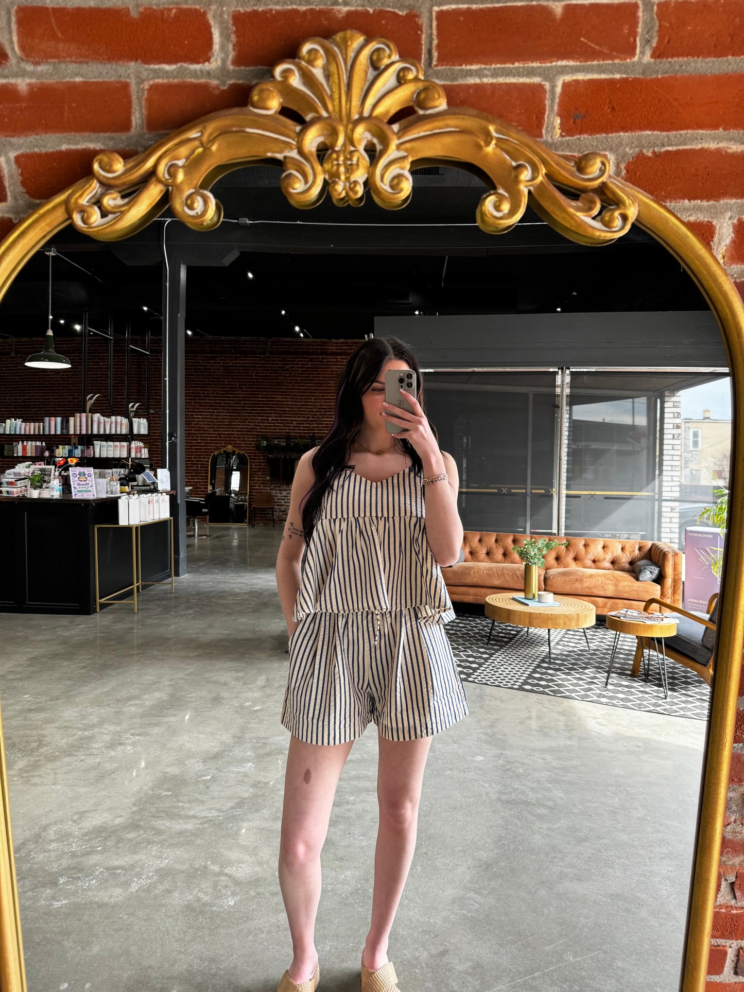 Coastal Striped Babydoll Top