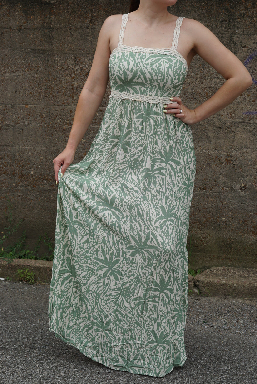 Palm Whispers Tie-Back Dress