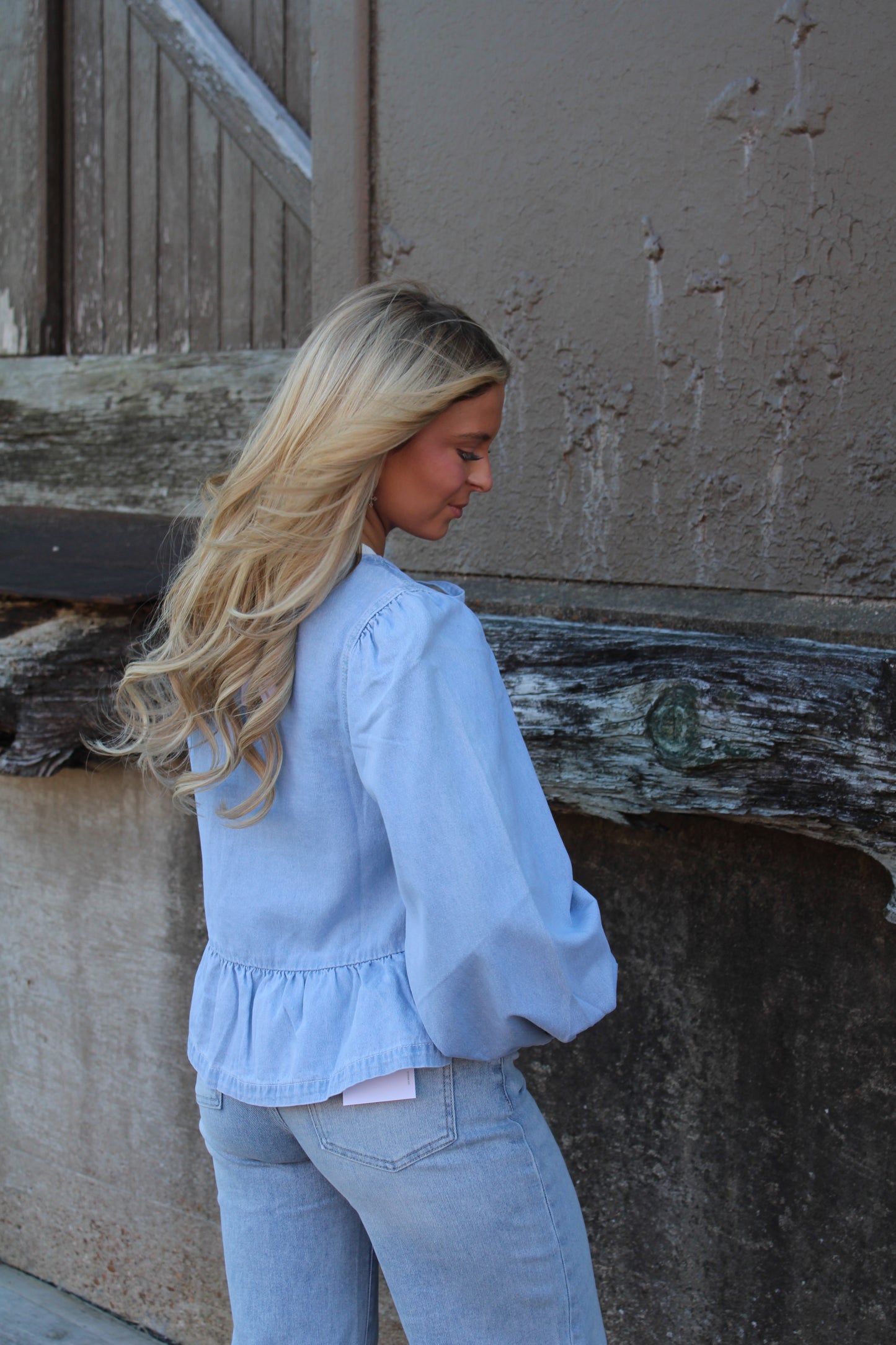 Denim Ribbon Tie-Top