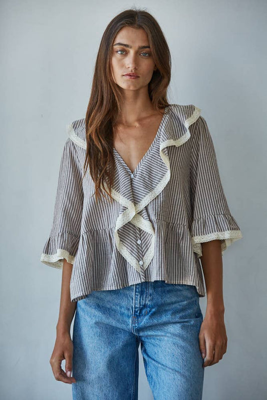 Woven Ruffle Top