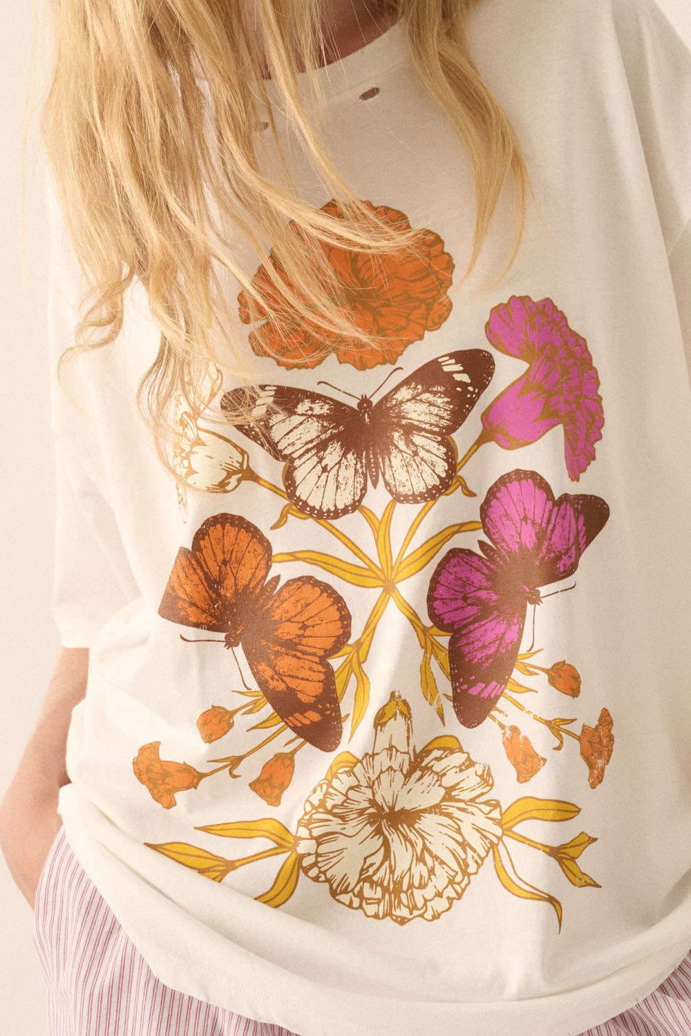 Flower And Butterfly Oversize Tee