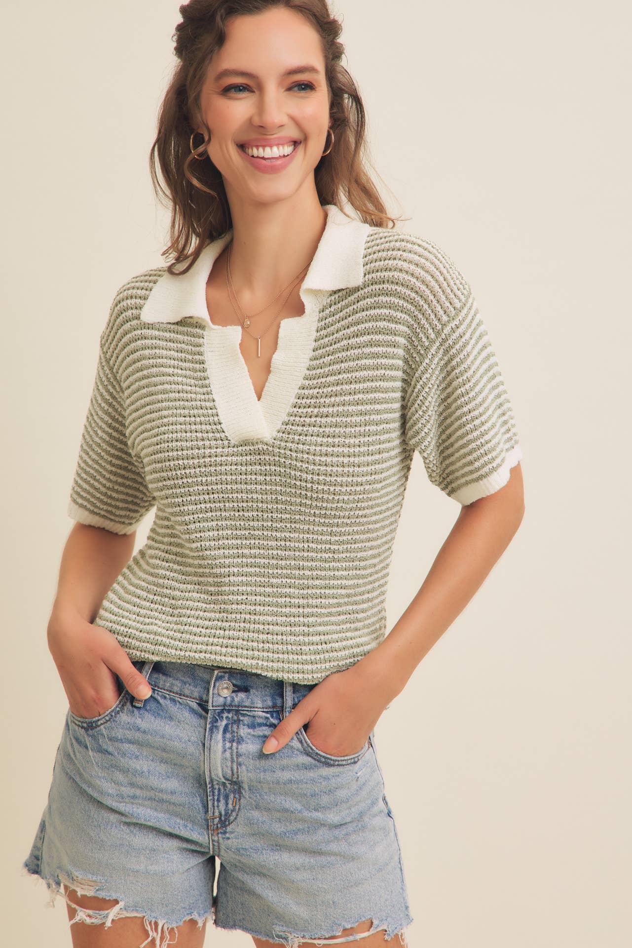 Striped Polo Top