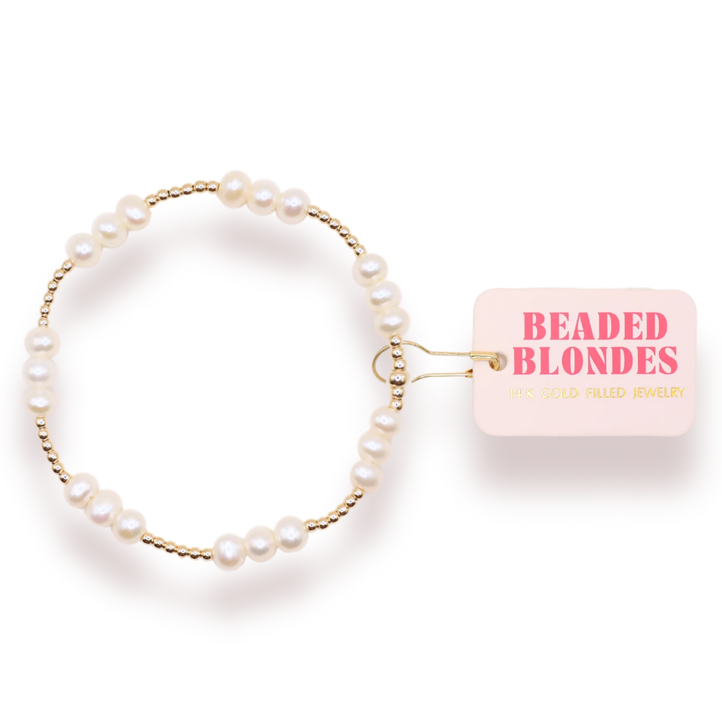Beaded Blondes ILY Pearl Bracelet - Gold