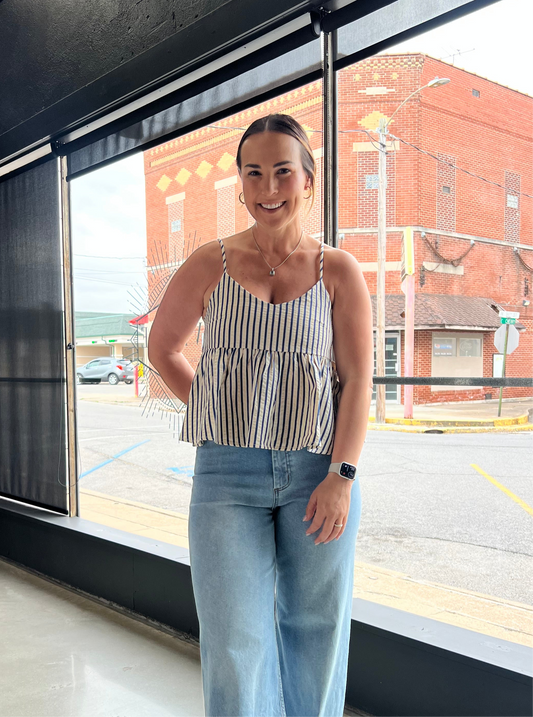 Coastal Striped Babydoll Top