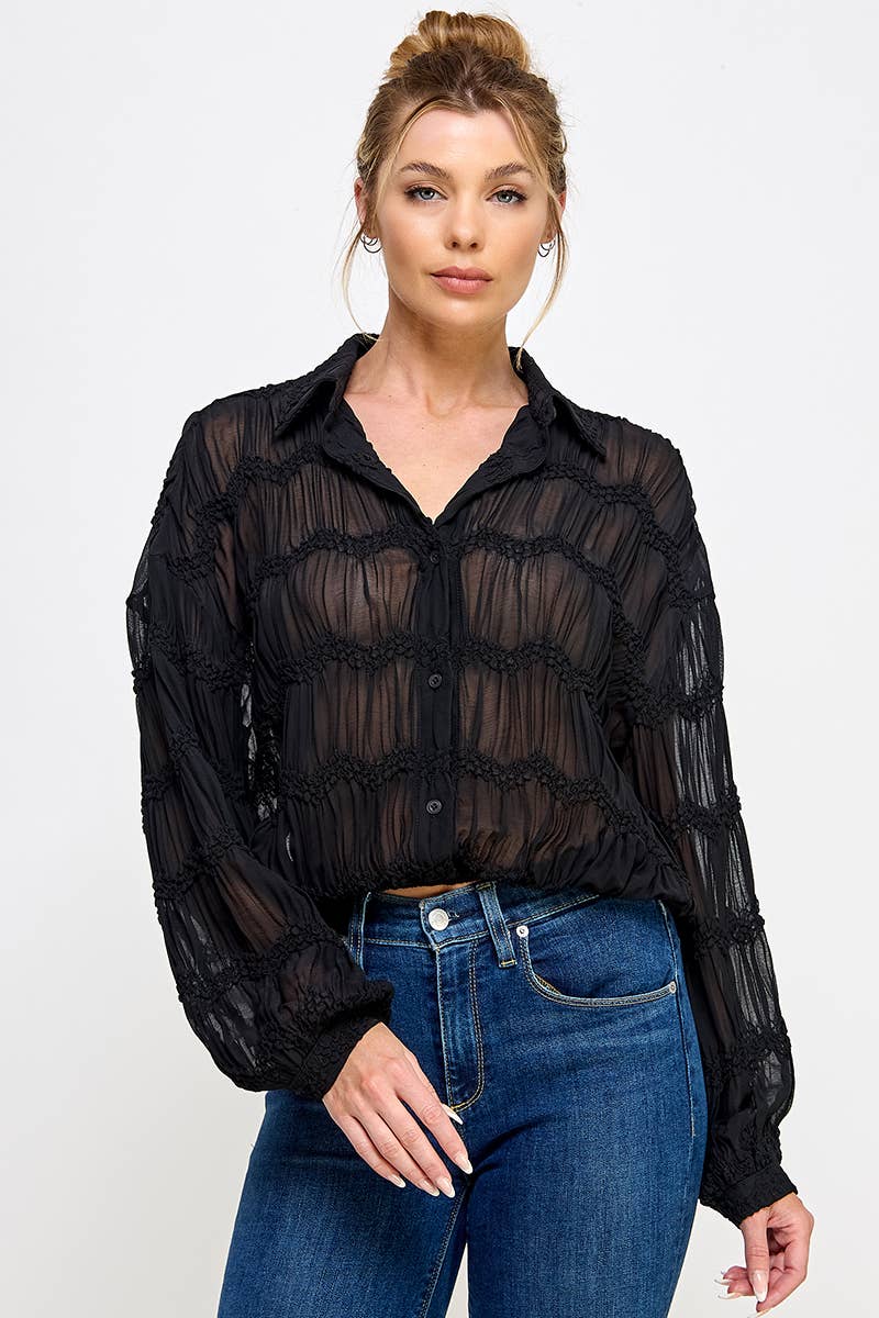 Romantic Black Sheer Blouse