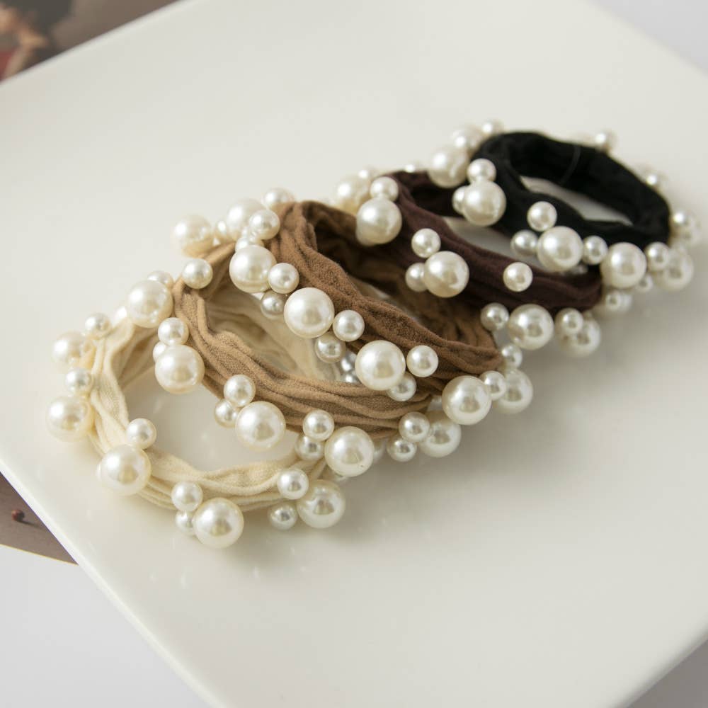 Neutral Pearl Hair Ties (Set of 5)