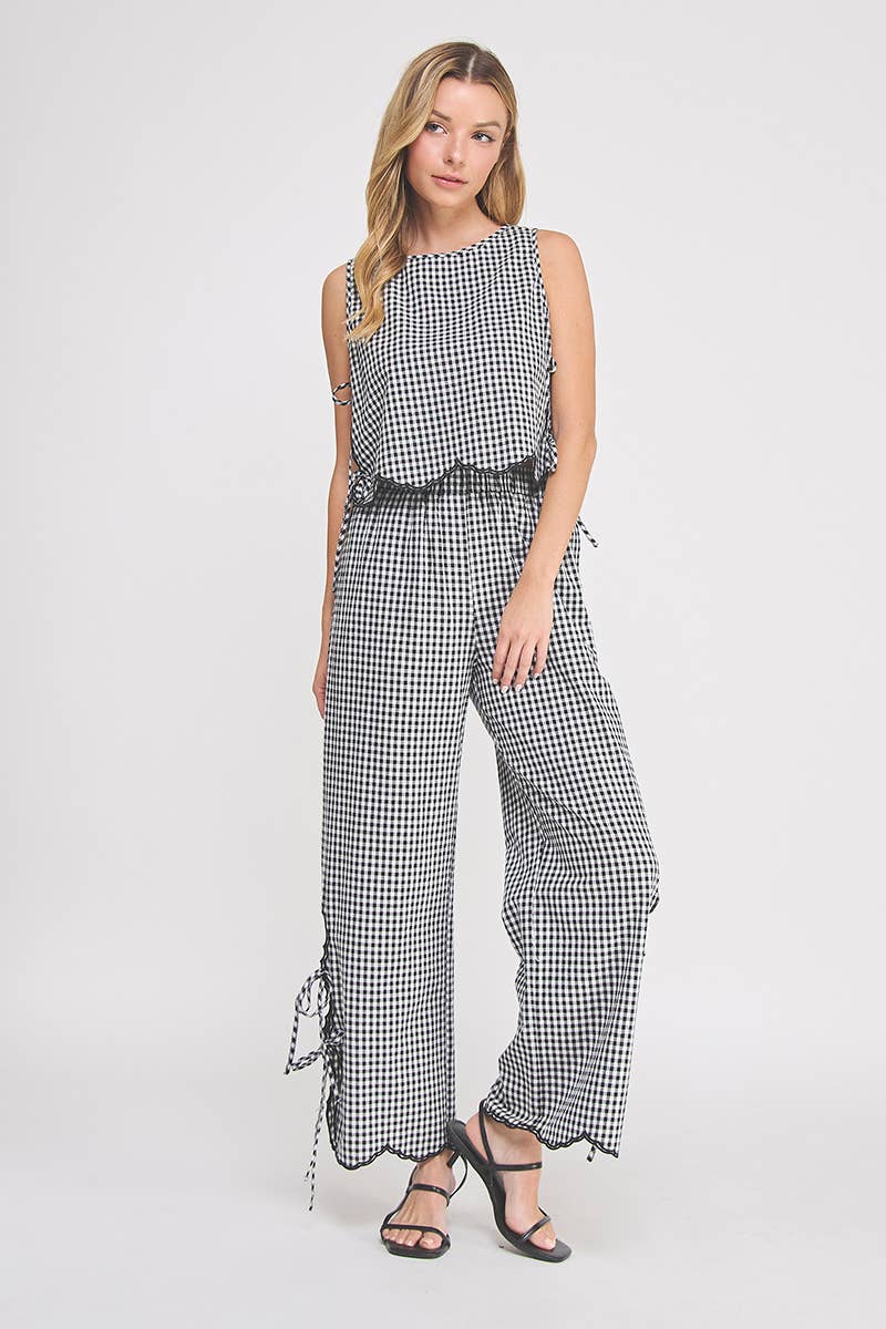 Gingham Girlie Scallop Tank