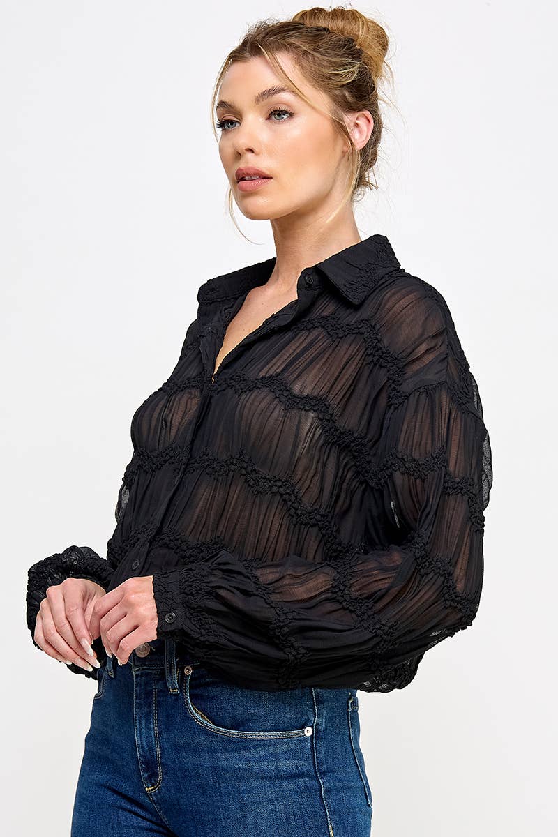 Romantic Black Sheer Blouse