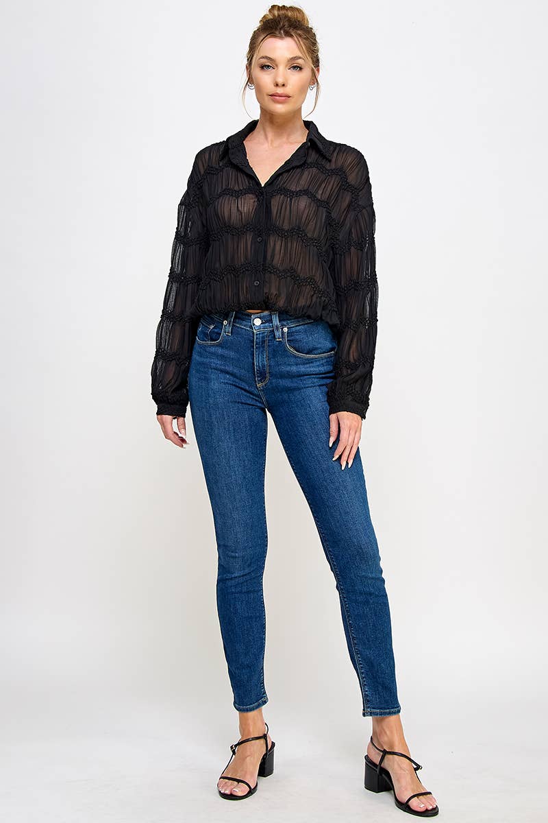 Romantic Black Sheer Blouse
