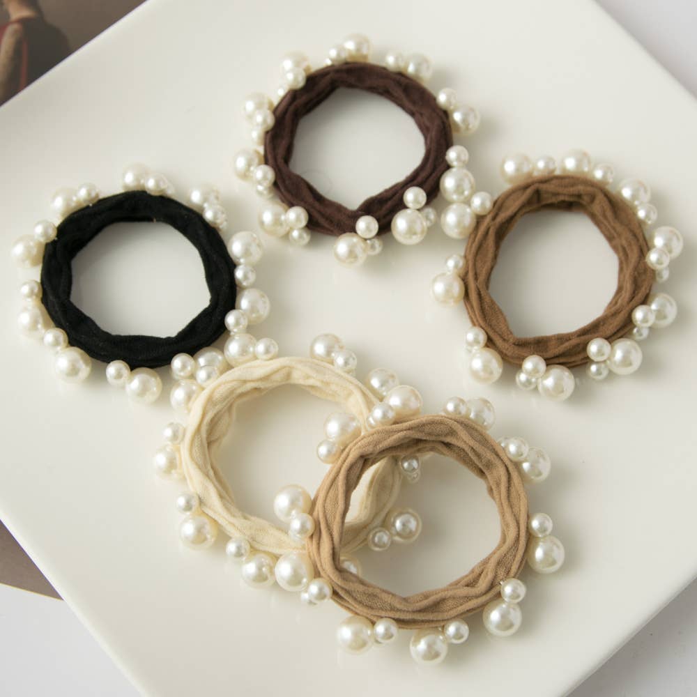 Neutral Pearl Hair Ties (Set of 5)