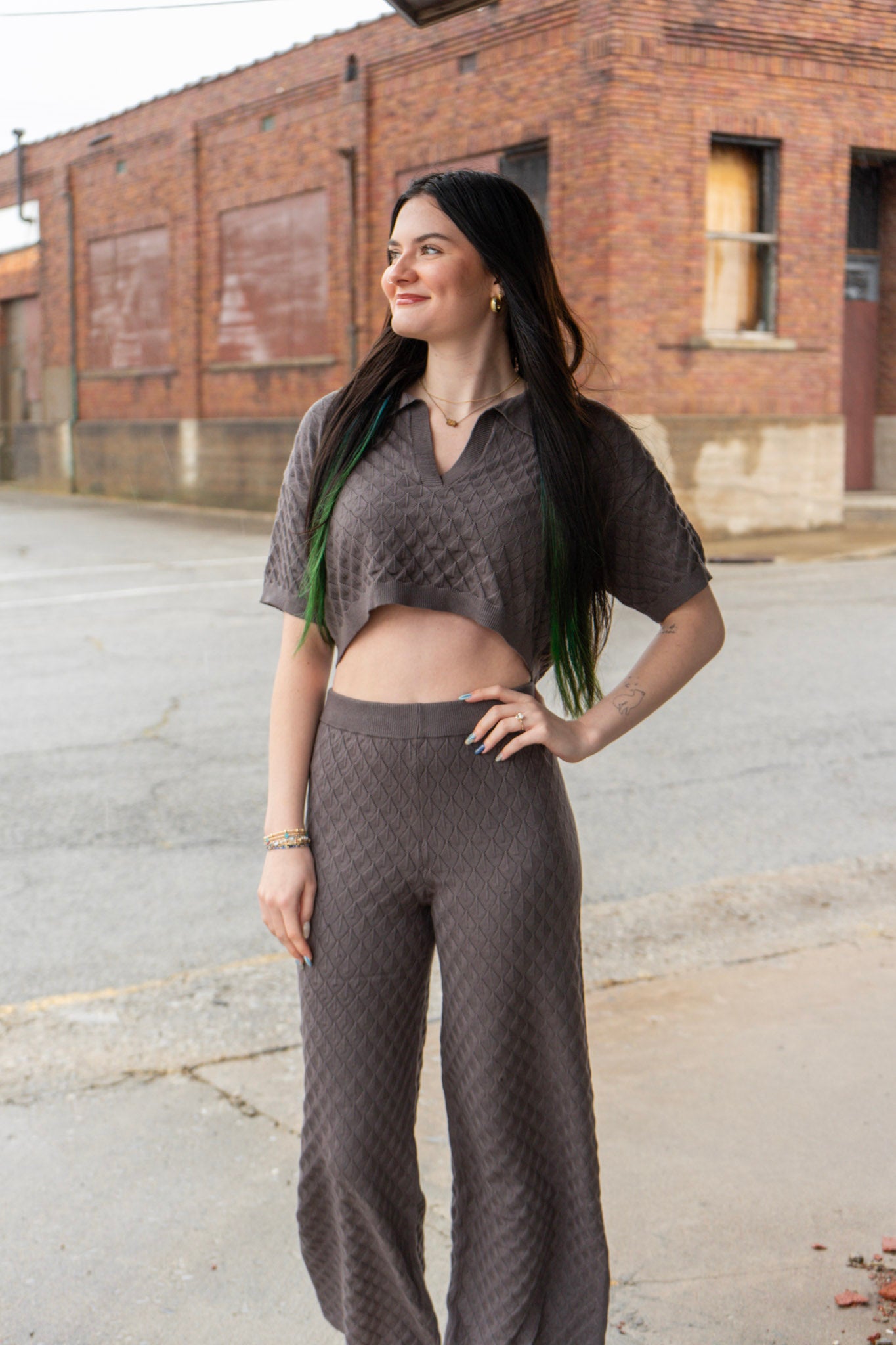 Charcoal Collared Top