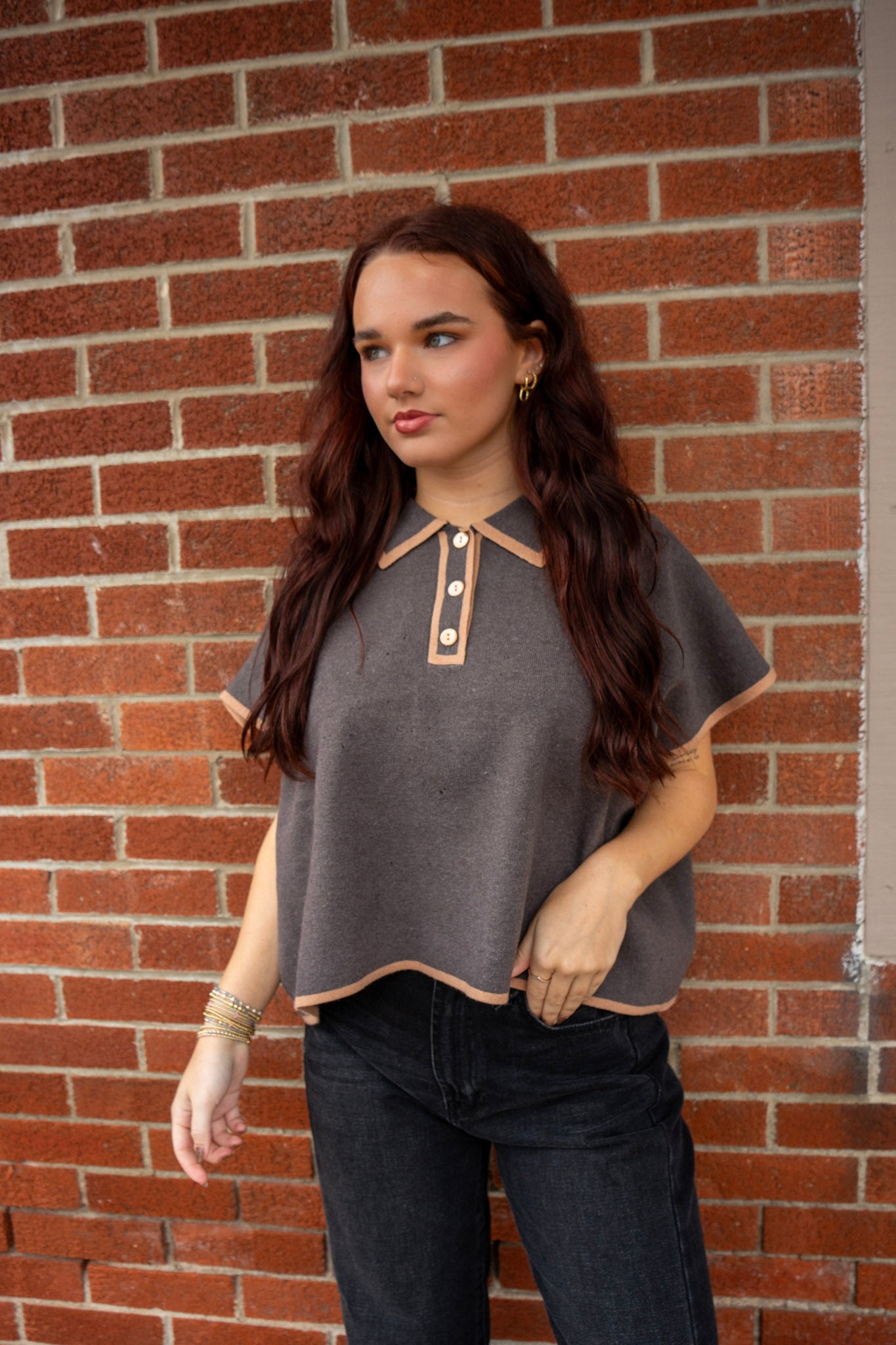Short Sleeve Collared Top