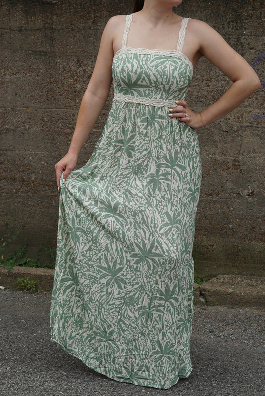 Palm Whispers Tie-Back Dress