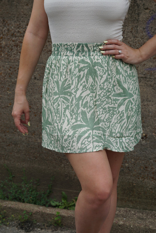 Palm Whispers Mini Skirt