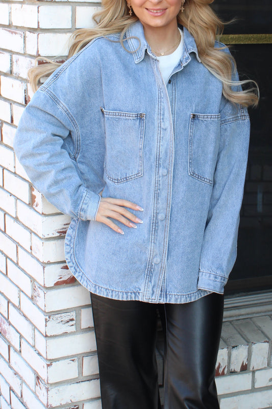 Button Denim Shacket