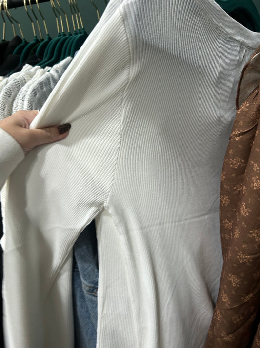 White Ribbed Top