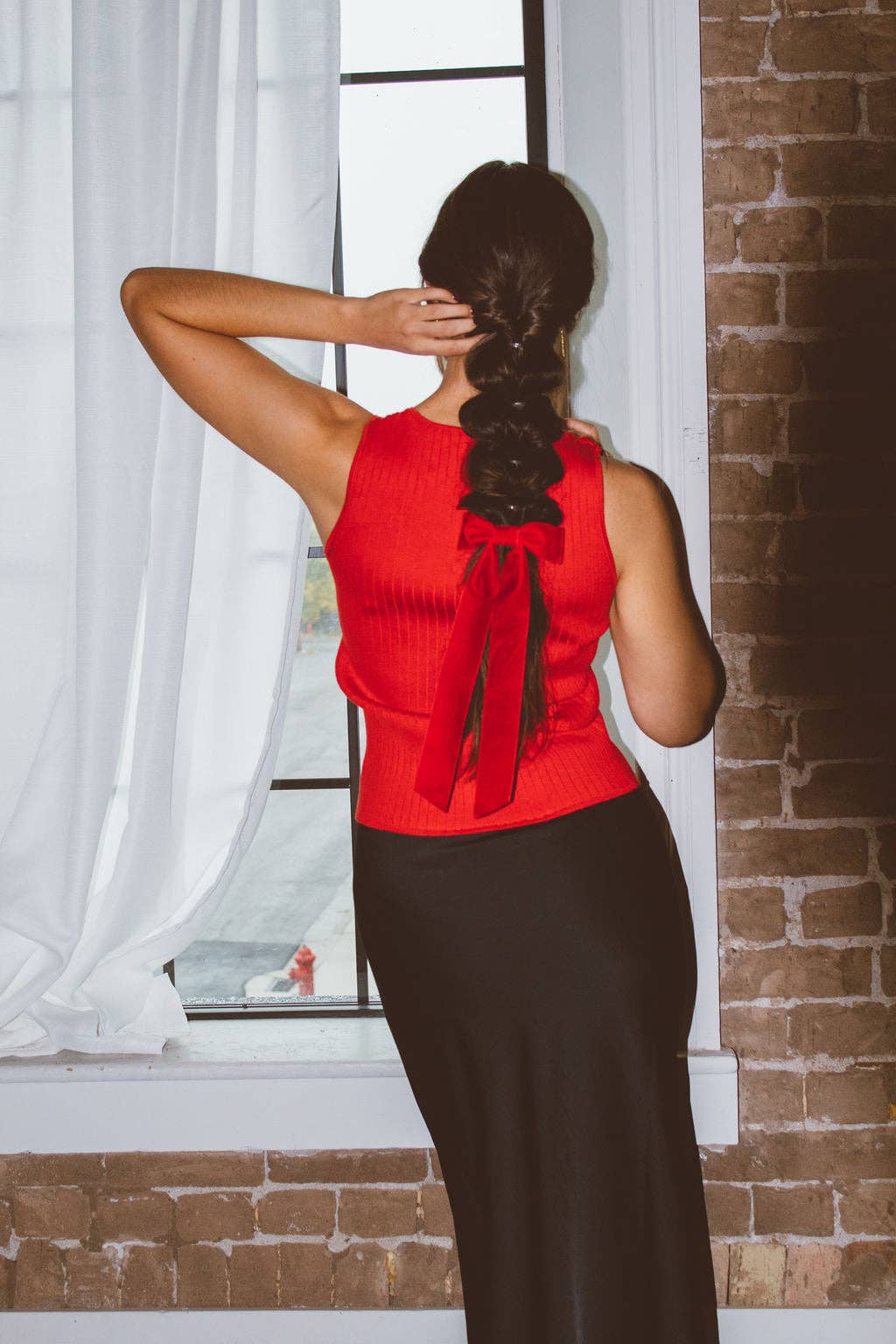 Velvet Long Bow Barrette