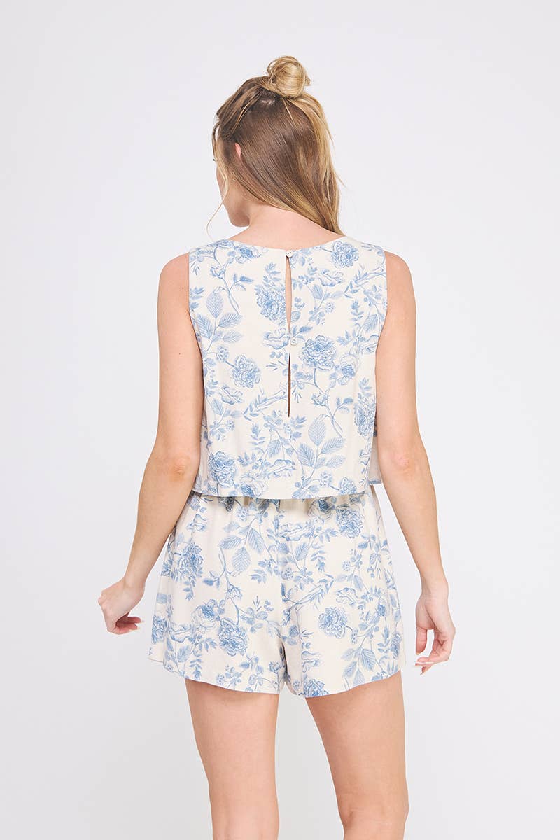 Blue Blossom Printed Romper