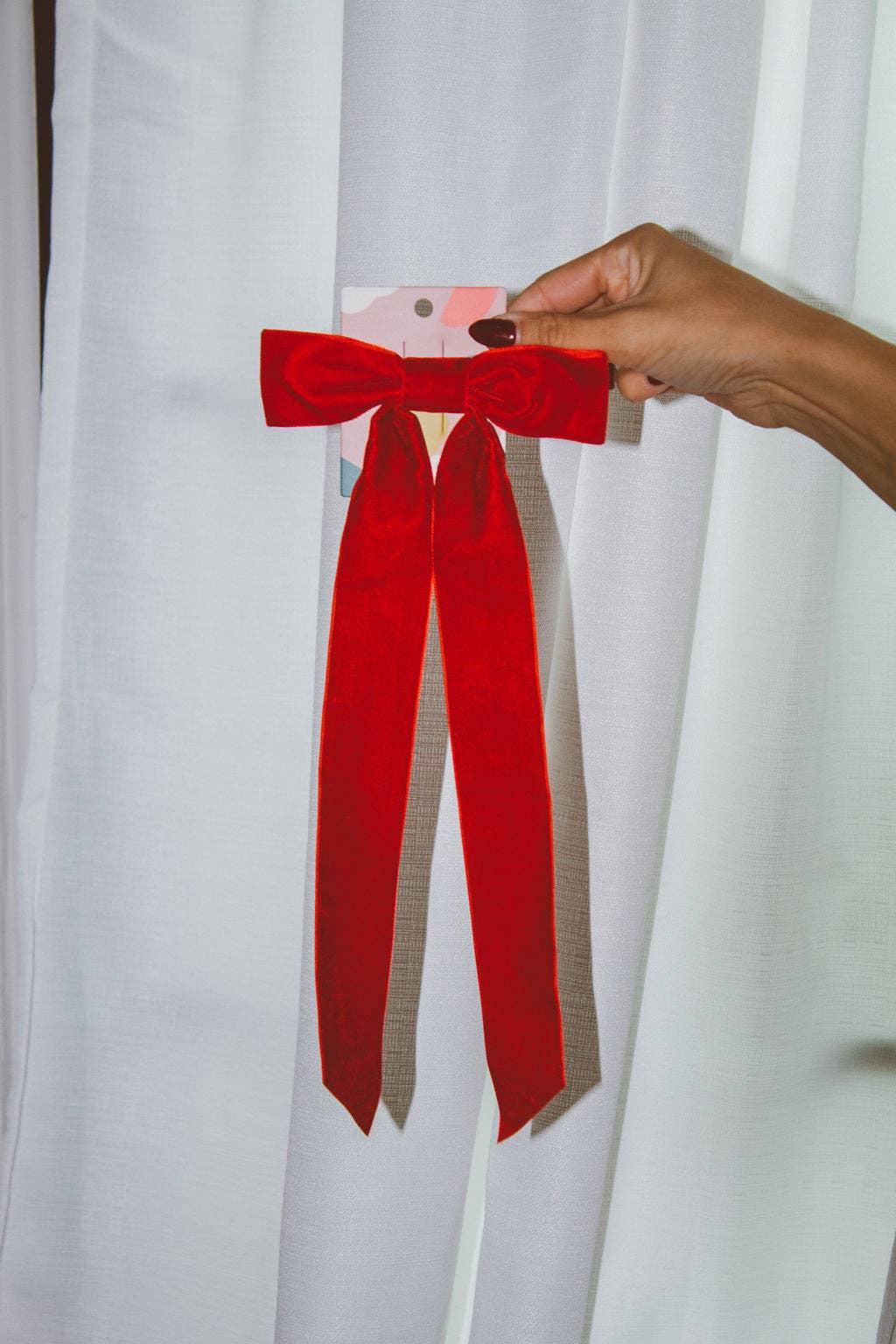 Velvet Long Bow Barrette