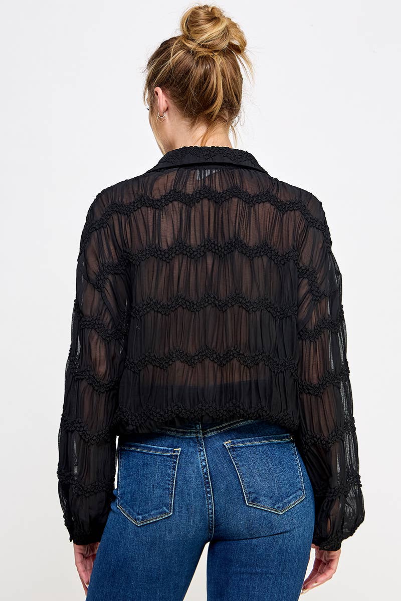 Romantic Black Sheer Blouse