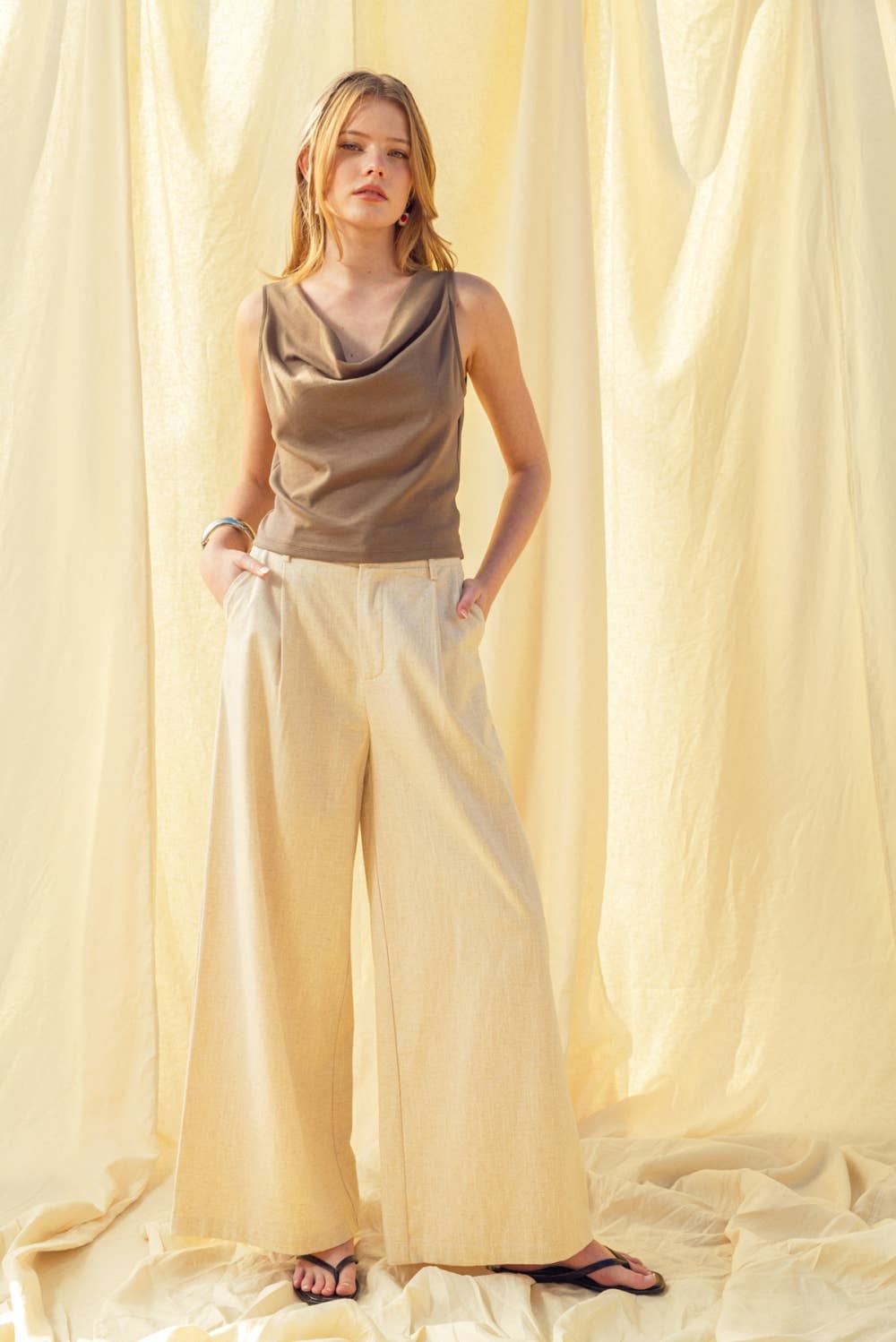The Olive Hour Top - Women's Cowl Neck Top