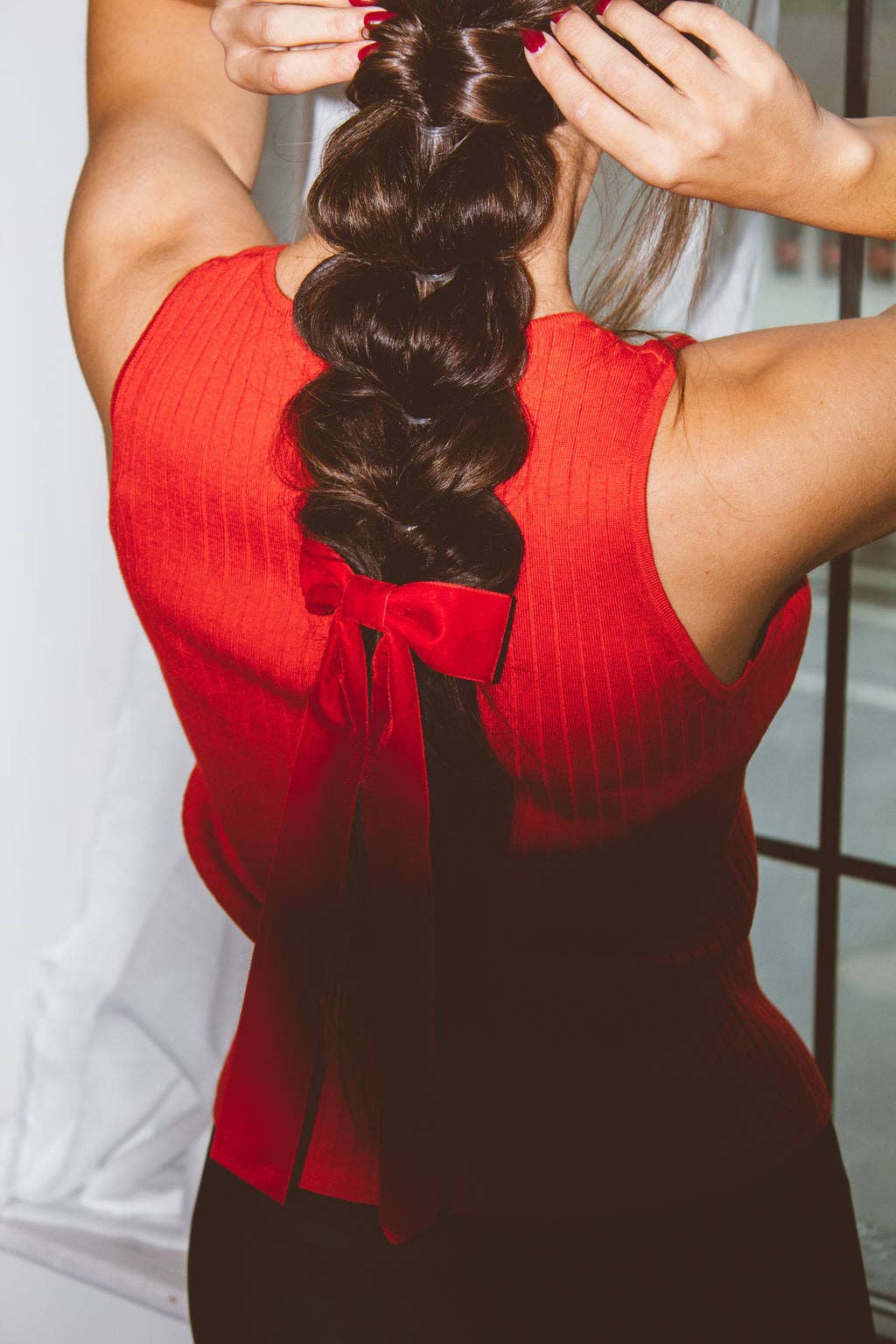 Velvet Long Bow Barrette