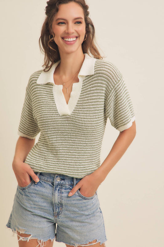 Striped Polo Top