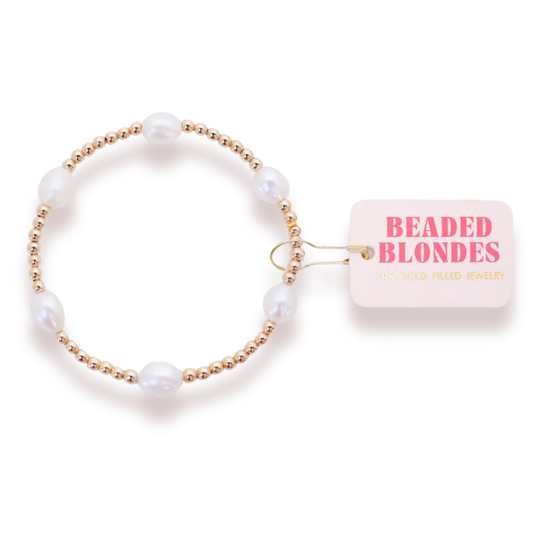 Beaded Blondes Pearl Poppi Bracelet-Gold